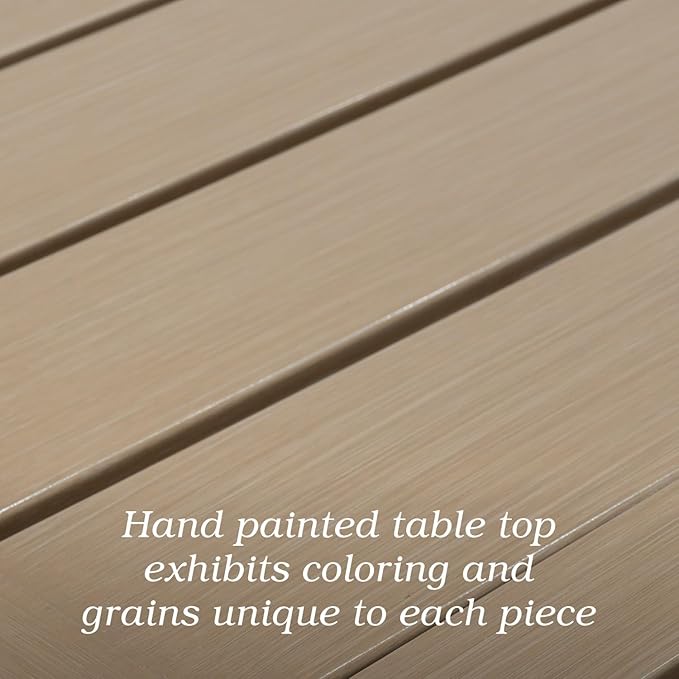 Outdoor Patio Table for 6 Person, Patio Dining Rectangle Table with 1.57" Umbrella Hole for Garden Lawn Backyard Parties - Photo 3