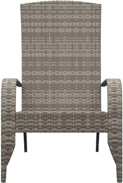 Adirondack Chair Outdoor Poly Rattan Patio Furniture, Weather-Resistant All-Weather Seat with Powder-Coated Steel Frame for Garden, Lawn, and Backyard, Grey