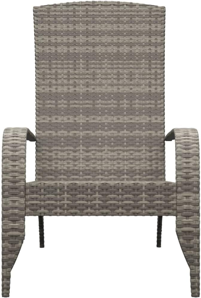 Grey Poly Rattan Adirondack Chair with Powder-Coated Steel Frame for Outdoor Patio and Garden - Photo 4