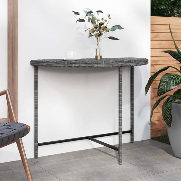Modern Grey Poly Rattan Garden Table with Powder-Coated Steel Frame for Outdoor and Indoor Use, 4-Person Dining Set - Photo 1