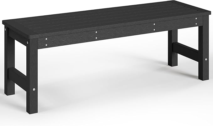 48" HDPE Outdoor Bench, All-Weather & Fade-Resistant 2-Person Garden Bench, Low Maintenance Patio Bench for Garden, Porch & Patio,Black