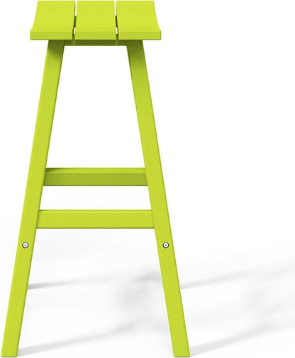 WestinTrends Malibu 29 Inch Outdoor Bar Stools, All Weather Resistant Poly Lumber Adirondack Bar Height Stools, Lime