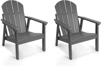 Adirondack Chair Set of 2, HDPE All Weather Adirondack Chairs, Fire Pit Chairs, Patio Chairs, Lawn Chairs. Perfect for Porch, Patio, Poolside, Deck.