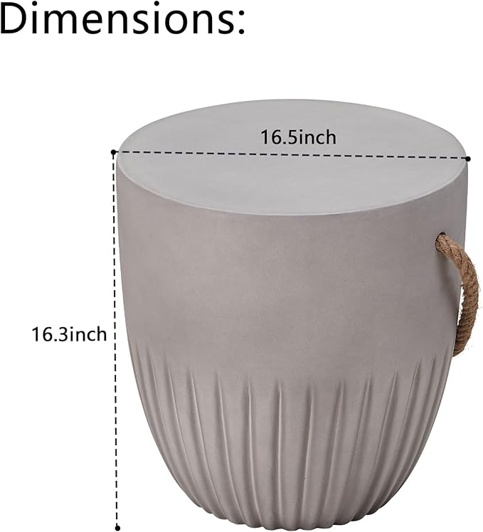 Outdoor Side Table for Patio Indoor Outdoor Front Porch (Hemp Rope) - Photo 2
