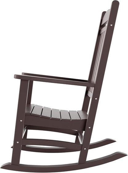 WestinTrends Malibu Malibu Outdoor Patio Poly Classic Porch Rocking Chair (Set of 4), Dark Brown
