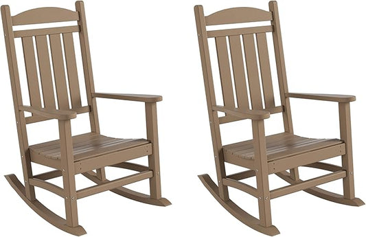 WestinTrends Malibu 3-Piece Set Outdoor/Patio Rocking Chairs (2 Seater), Weathered Wood
