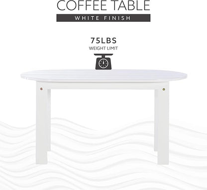 Linon Jayde Adirondack Coffee Table, White 18.11D x 35.24W x 18.11H in