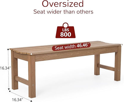 Stoog Outdoor Bench Set of 2, All-Weather HIPS Garden Bench with 800 lbs Weight Capacity, Never Rot or Fade, Teak