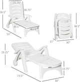 Outsunny Outdoor Chaise Lounge, 5 Level Adjustable Backrest Lounge Chair with Wheels, Folding Tanning Chair for Pool - Photo 3