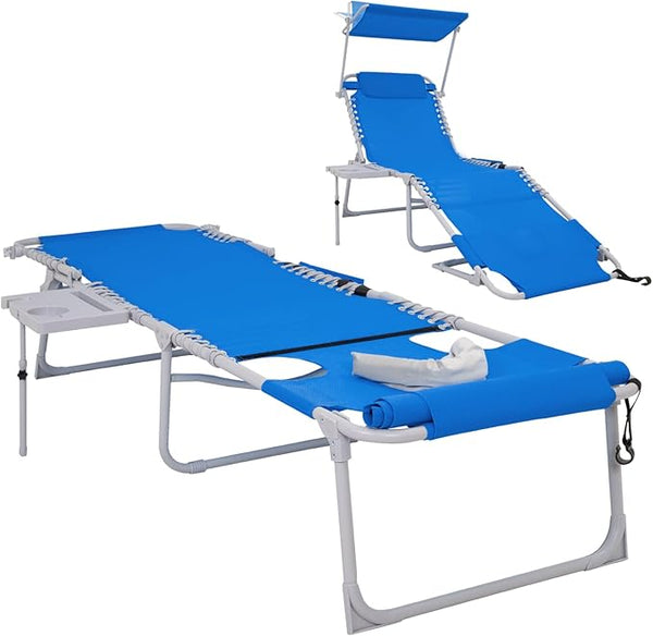 #WEJOY 4 in 1 Tanning Chair with Face Hole & Canopy & Side Table - Photo 1