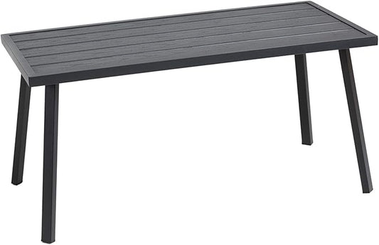 C-Hopetree Small Metal Outdoor Coffee Side Table for Outside Patio, Rectangle, Black