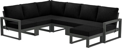 WestinTrends Montara 7-Piece Outdoor Modular L-Shaped Corner Patio Sectional Sofa Set, Black