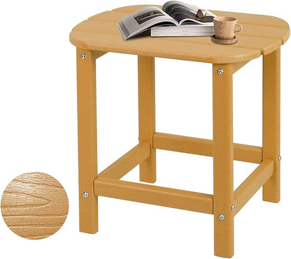 Plawdlik Hdpe Outdoor Adirondack Side Table, Wooden Textured, Set for Patio, Garden, Porch, Pool Composite Patio, Backyard, Bathroom and Indoor, Maintenance & Weather Resistant(Teak)