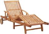 Solid Acacia Wood Sun Lounger with Dark Grey Cushions, 100% Polyester Outdoor Chaise Lounge for Garden Terrace Poolside - Photo 6
