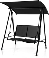 Tangkula 2 Person Porch Swing, Patio Swing with Adjustable Canopy, Comfortable Fabric Seat & Heavy-Duty Steel Frame - Photo 1