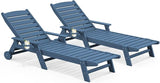 SERWALL Patio Chaise Lounge Chair Set of 2, 78'' Long 5-Positions Adjustable HDPE Outdoor Lounger for Pool - Photo 1