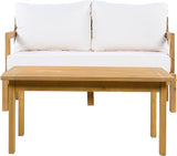 2 Pieces Patio Furniture Chat Set, Outdoor Cushioned Loveseat with Acacia Wood Coffee Table for Backyard, Balcony - Photo 4