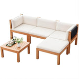 Devoko 5 Pieces Acacia Wood Outdoor Sectional Sofa Set with Coffee Table - Photo 1