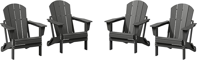 WestinTrends Malibu 4-Piece Set Outdoor Folding Poly Adirondack Chair, Gray