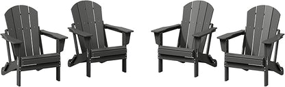 WestinTrends Malibu 4-Piece Set Outdoor Folding Poly Adirondack Chair, Gray