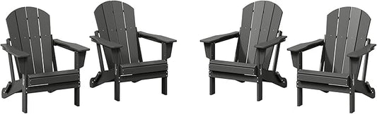 WestinTrends Malibu 4-Piece Set Outdoor Folding Poly Adirondack Chair, Gray