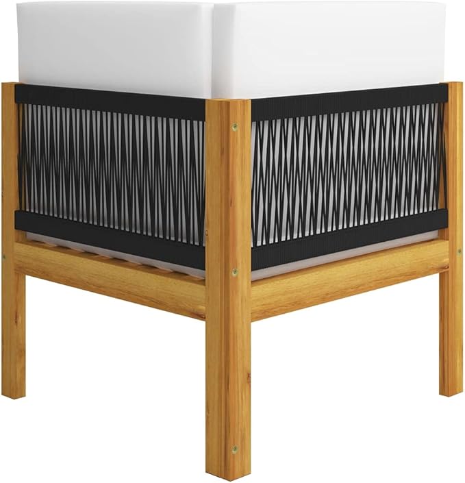 2-Seater Acacia Wood Garden Bench with Weather-Resistant Cushions for Patio, Modern Outdoor Seating Furniture with Oiled Finish and Removable Covers