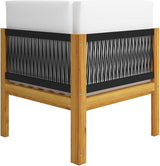 2-Seater Acacia Wood Garden Bench with Weather-Resistant Cushions for Patio - Photo 5