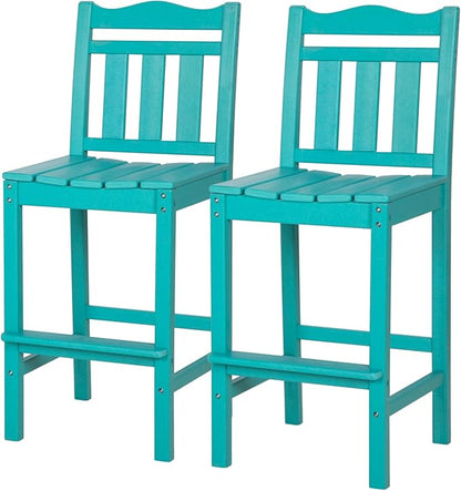 nalone Outdoor Bar Stools Set of 2, HDPE Tall Adirondack Chairs Bar Chairs, Weather Resistance Bar Height Chair for Balcony, Garden, Yard, Backyard (Aruba, Bar Chairs Set of 2)