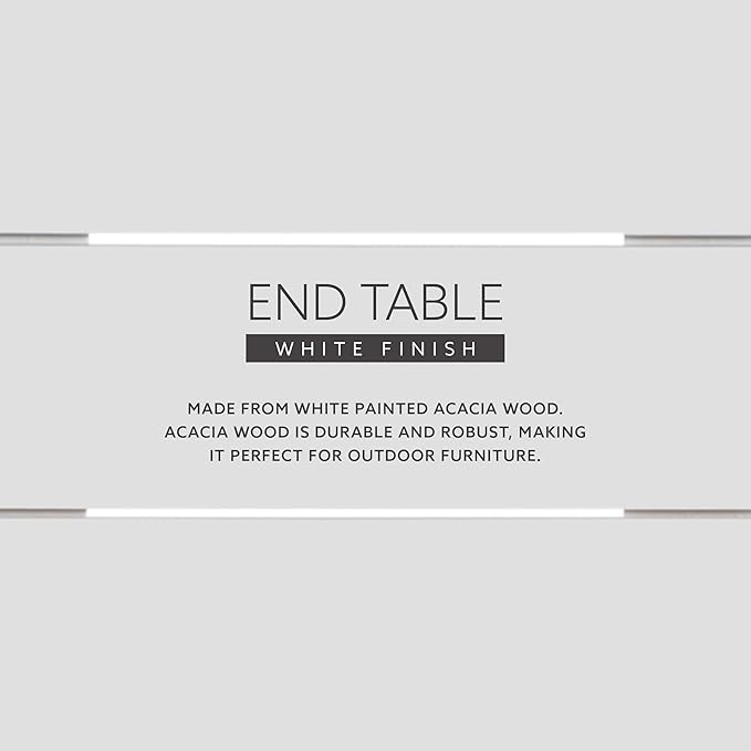 Linon Adirondack, White End Table, 18.5"D x 18.11"W x 18.11"H