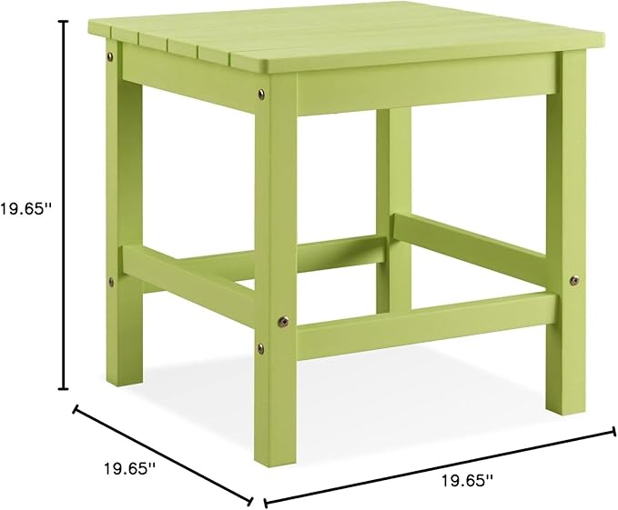 Psilvam Oversized Outdoor Side Table, 19.68" Poly Lumber Adirondack Side Table, Weather Resistant Patio Side Table for Poolside, Garden and Front Porch (Green)