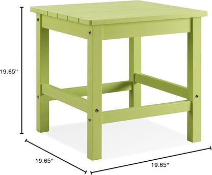 Psilvam Oversized Outdoor Side Table, 19.68" Poly Lumber Adirondack Side Table, Weather Resistant Patio Side Table for Poolside, Garden and Front Porch (Green)