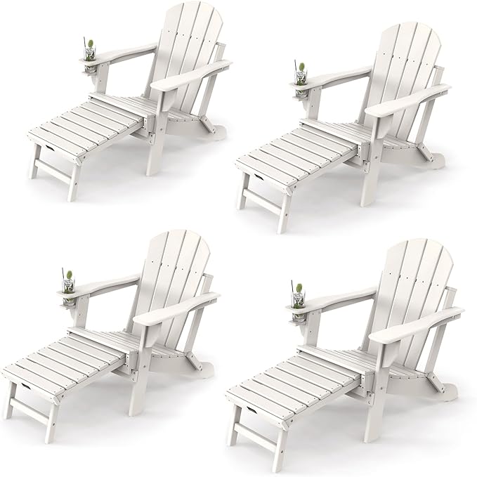 VINGLI Folding Adirondack Chair Set of 4 with Ottoman - Photo 1