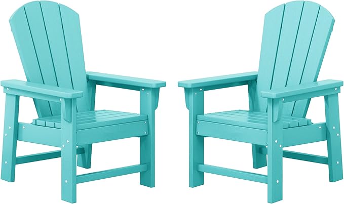 WestinTrends Malibu Kids Outdoor Adirondack Plastic Patio Chair (Set of 2), Turquoise