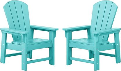 WestinTrends Malibu Kids Outdoor Adirondack Plastic Patio Chair (Set of 2), Turquoise
