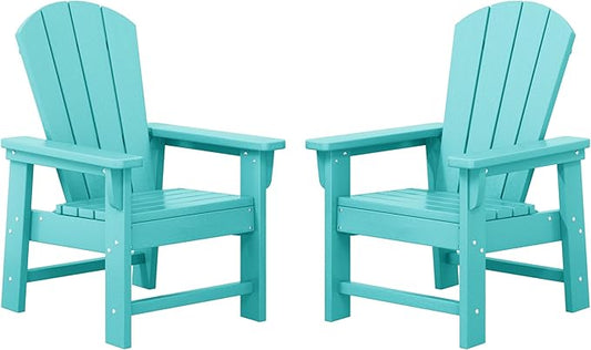 WestinTrends Malibu Kids Outdoor Adirondack Plastic Patio Chair (Set of 2), Turquoise