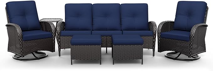 Joyside Wicker Patio Furniture Set, 6 Piece Outdoor Furniture Set with Thickened Cushions, High Back, Deep Seating - Photo 9