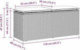 Patio Bench with Cushion Black Garden Seating Outdoor Seating for Balcony Outdoor 43.3"x15.7"x17.3" Poly Rattan - Photo 3