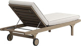 Modway Saratoga Teak Outdoor Chaise Lounge Chair in Pebble – Adjustable Wood Pool Lounge Chair with Wheels and Cushions - Photo 8