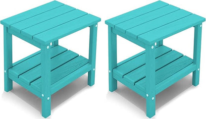 KINGYES Outdoor Side Table Set of 2, Double Layer Adirondack End Table- Aruba