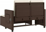 Garden Bench Deck Bench Reclining Patio Bench with Cushions Brown Poly Rattan - Photo 8