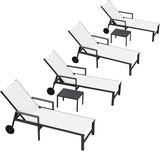 PURPLE LEAF Outdoor Chaise Lounge Set for 4 Aluminum Patio Chaise Lounger Chairs with Armrest and Wheels Adjustable - Photo 1