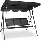 TANGKULA 3 Person Patio Swing, Steel Frame with Polyester Angle Adjustable Canopy, All Weather Resistant Swing Bench - Photo 1
