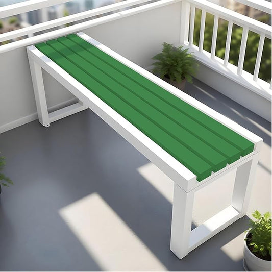 Garden Bench Wood Outdoor Benches All-Weather 2-Person Park Bench Patio Benches with Slatted Seat & Metal Legs, 3.3ft 3.9ft 4.9ft 5.9ft Backless Seat for Porch Lawn Yard(Green White,3.93ft)