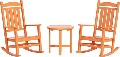 WestinTrends Malibu 3-Piece Set Outdoor/Patio Rocking Chairs with a Side Table (2 Seater), Orange