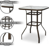 VINGLI Outdoor Bar Table with Umbrella Hole, Metal Patio Bar Height Pub Table for Patio High Top (Brown) - Photo 4