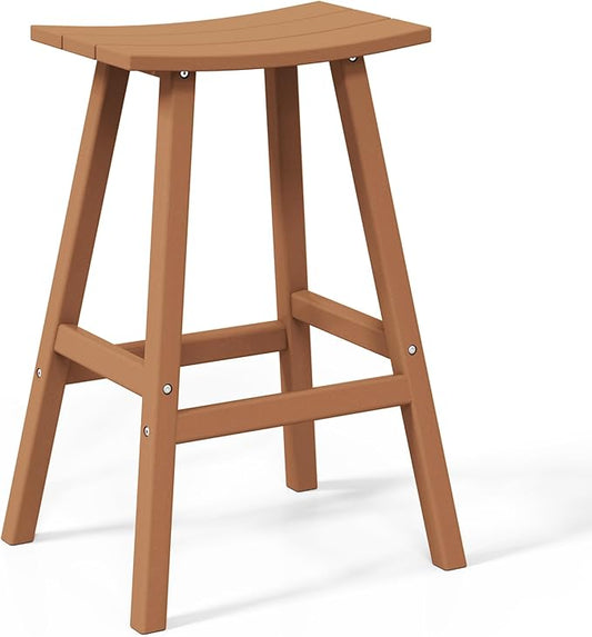 WestinTrends Malibu 29 Inch Outdoor Bar Stools, All Weather Resistant Poly Lumber Adirondack Bar Height Stools, Teak
