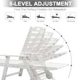 VINGLI HDPE Outdoor Chaise Lounge Chair Set of 2 with Wheels, Patio Lounge Chairs with 5-Position Adjustable Backrest - Photo 3