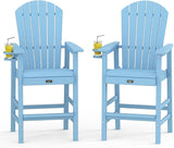 VINGLI Tall Adirondack Chairs Set of 2, All-Weather Plastic Adirondack Chair with Cup Holders - Photo 1