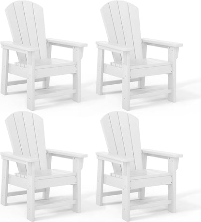 Costaelm Kids Adirondack Chair Set of 4, Plastic Outdoor Kids Chair Toddler Patio Furniture and Outdoor Children Picnic Activity Lawn Chair for Garden, Patio, Backyard & Beach, White