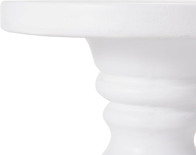 Christopher Knight Home Madeline 22" H Lightweight Concrete Outdoor Side Table, Patio End Table with Round Top, MGO Outdoor Coffee Table, No Assembly Garden Plant Stand Indoor, White
